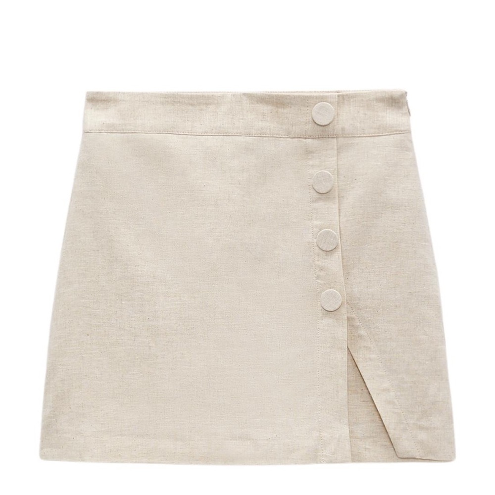 Zara Cream Button-Front Skirt